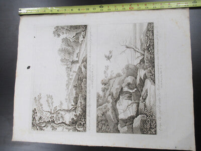 Antique Etching Italia Rome Circa 1810 Gaspard Dughet Pietro Parboni AS Pic ix