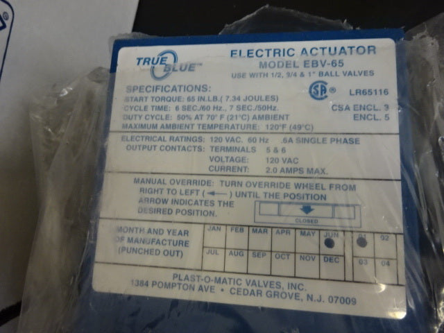 INDUSTRIAL SOLENOID ACTUATOR VALVE EBV-65 1" DIA PRO PROCESS CONTROL AS IS #78