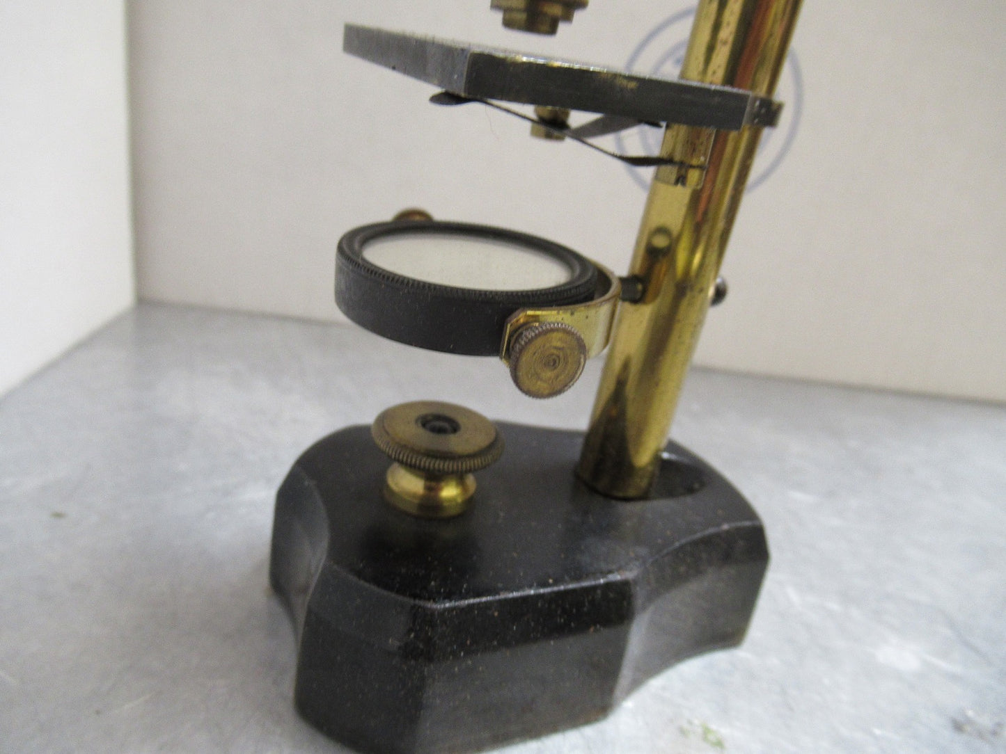 ANTIQUE BRASS MINIATURE RARE FRENCH MICROSCOPE AS PICTURED LOB