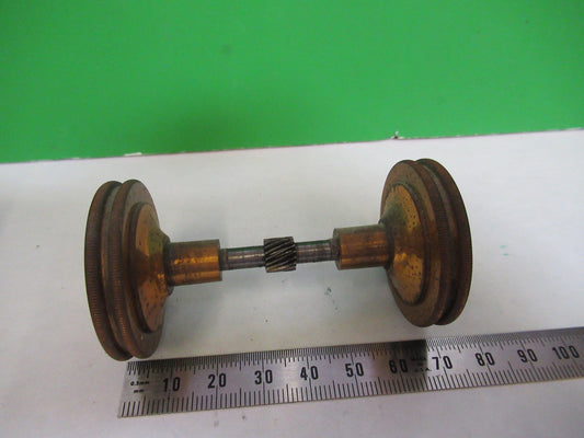 ANTIQUE BRASS STAGE KNOBS BAUSCH LOMB MICROSCOPE PART AS PICTURED X3-B-101
