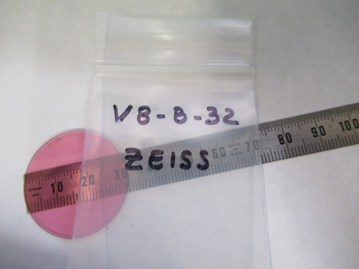 ZEISS GERMANY GLASS FILTER LIGHT PINK OPTICS MICROSCOPE PART AS PICTURED V8-B-32