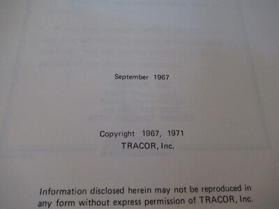 Collectable Rare Tracor Sulzer 2.5B 2.5C Frequency Standard Manual 1967 Bibli