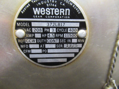 WESTERN MOTOR ELECTRIC 372LB17 NSN 6105-00-949-3607 AIRCRAFT  AS PICTURED &td-2