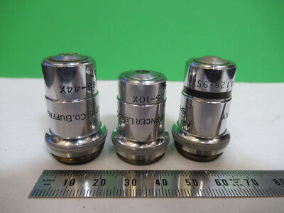 American Optical Co. Spencer Lens Co. Lot 3 ea Objective 10X 44X 95X Microscope Part