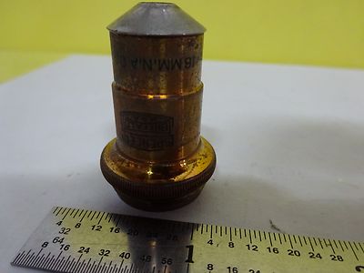 MICROSCOPE PART OBJECTIVE VINTAGE BRASS SPENCER 10X OPTICS BIN#X5-18
