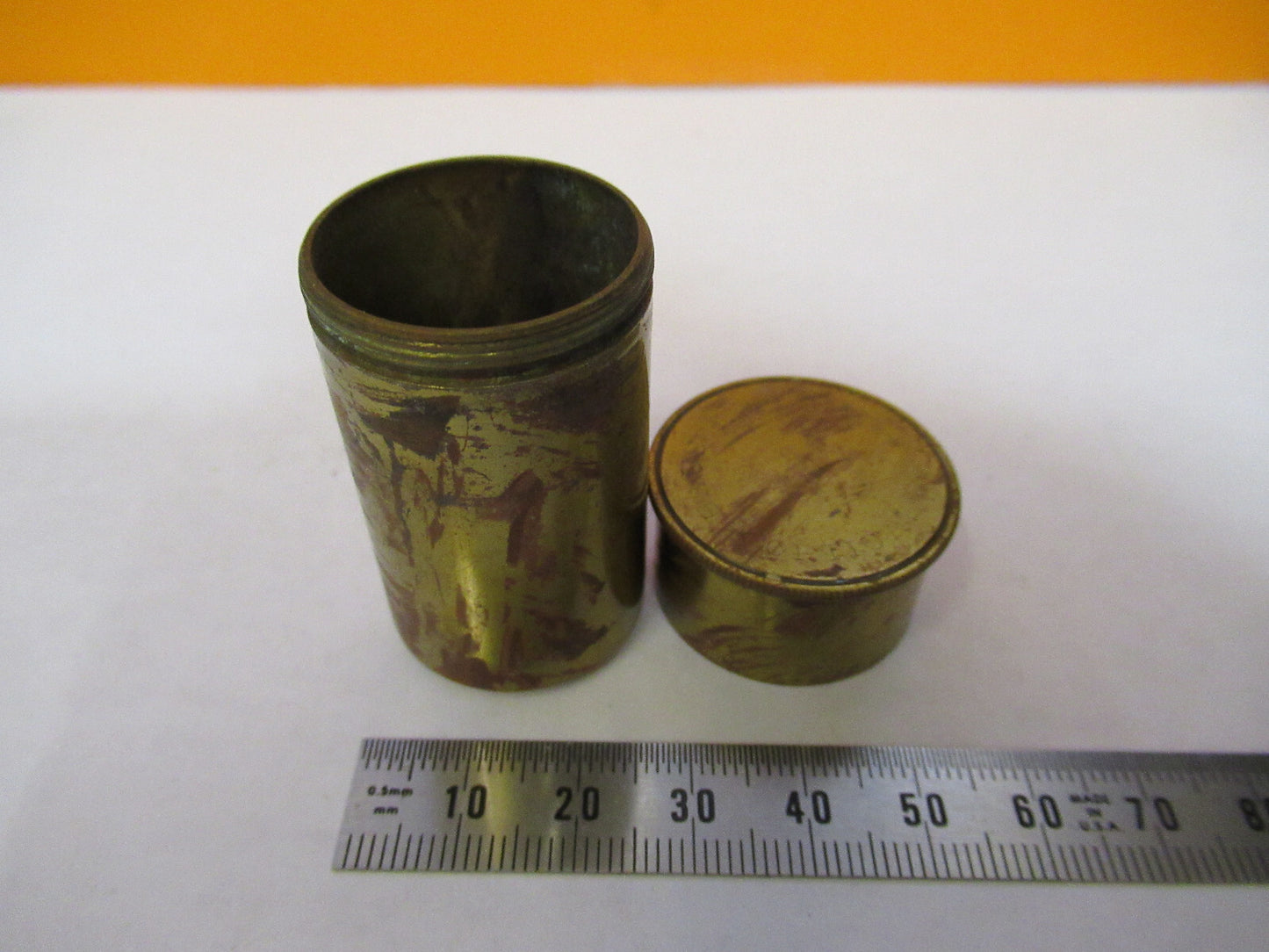 EMPTY BAUSCH LOMB BRASS OBJECTIVE CANISTER MICROSCOPE PART AS PICTURED Y1-A-38