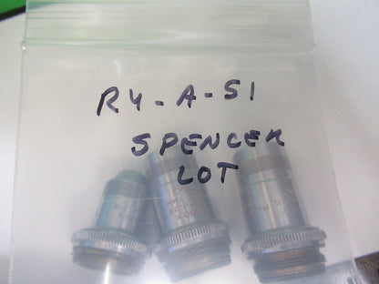 LOT 3 ea OBJECTIVES SPENCER AO MICROSCOPE PART AS PICTURED &R4-A-51