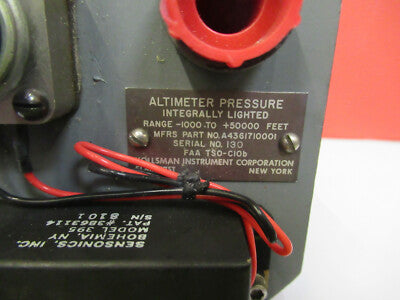 KOLLSMAN ALTIMETER PRESSURE INDICATOR A436171001 UNTESTED AS PICTURED &29-A-51